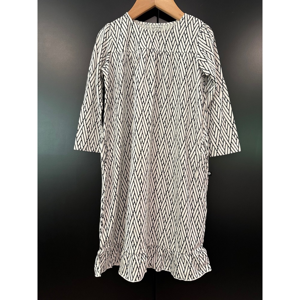 Sweet Bamboo Geometric Print Long Sleeve Ruffle Boho Dress NWT Size 4
